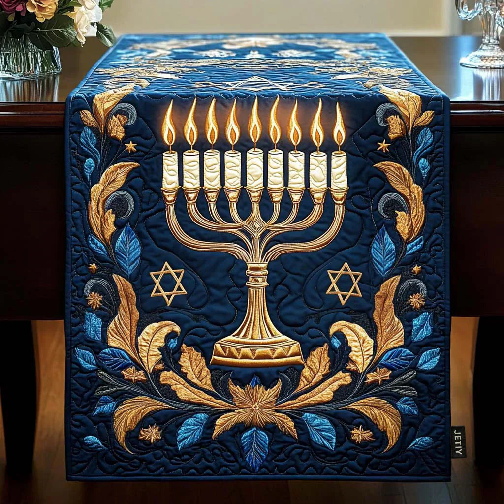 Mia Ottawa - Quilted Table Runner with Illuminated Menorah