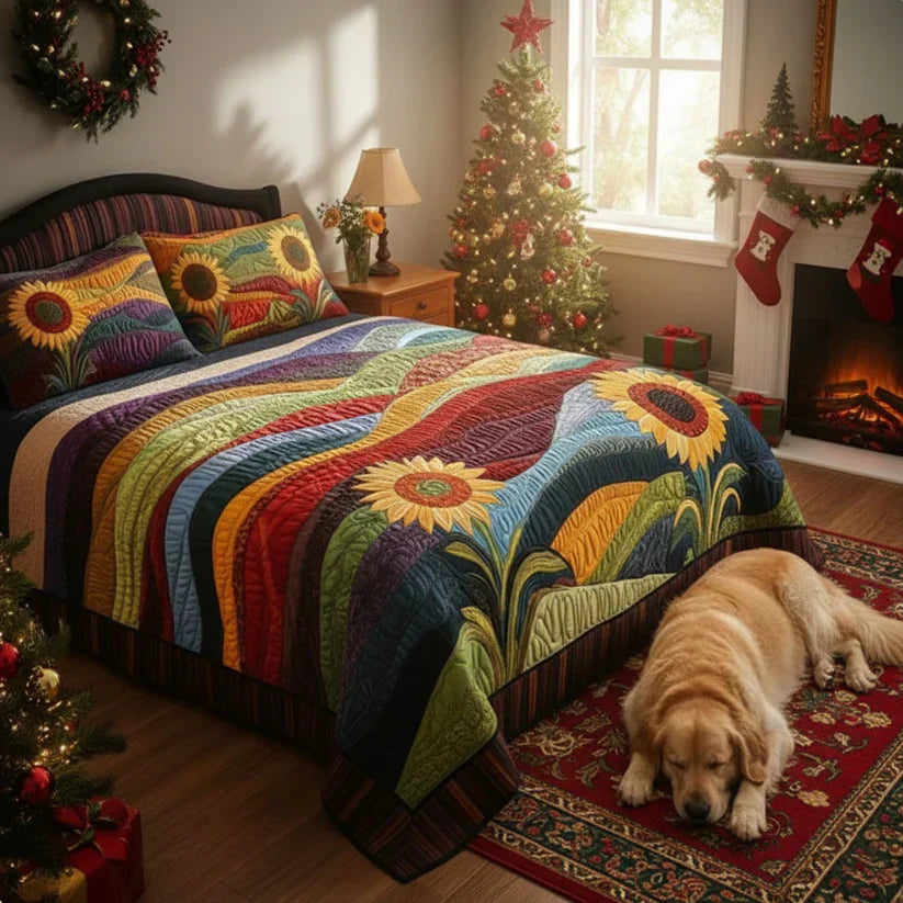 Sunflower Paradise Quilted Bedding Set