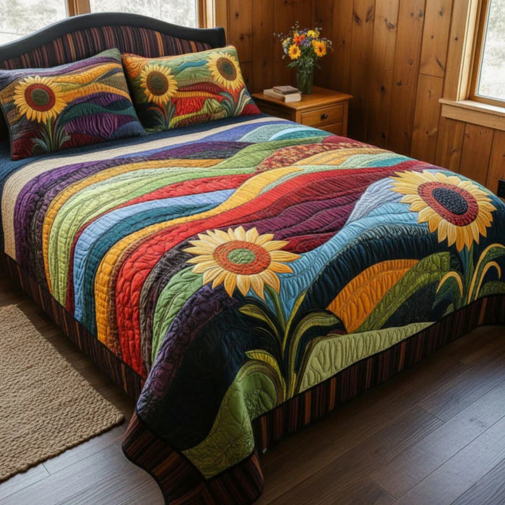 Sunflower Paradise Quilted Bedding Set