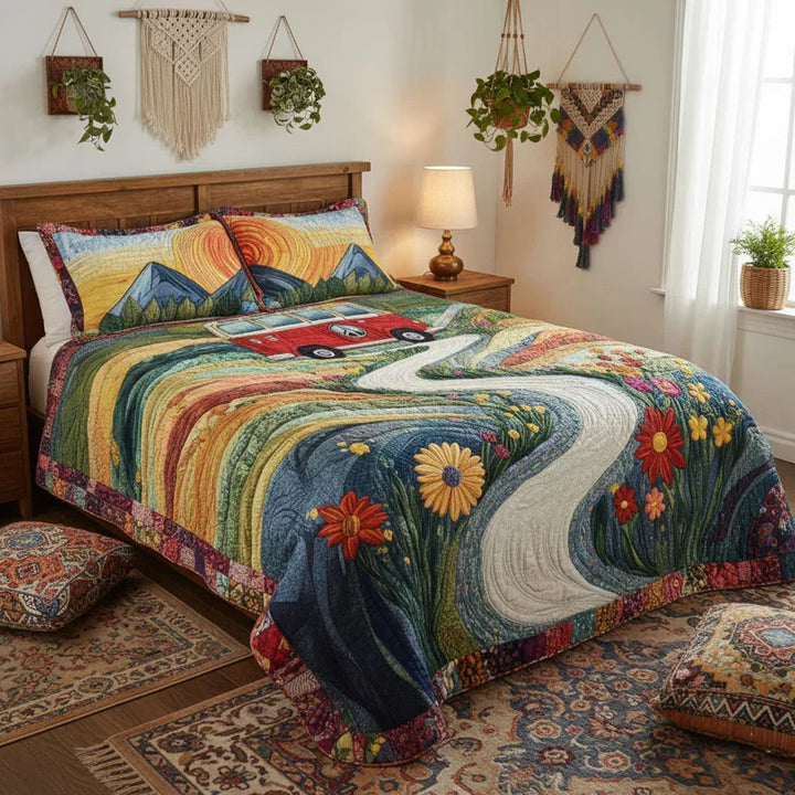 Retro Journey Quilted Bedding Set