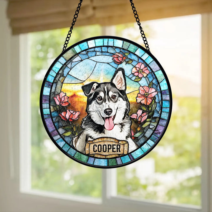 Personalized Dog Stained Glass Suncatcher